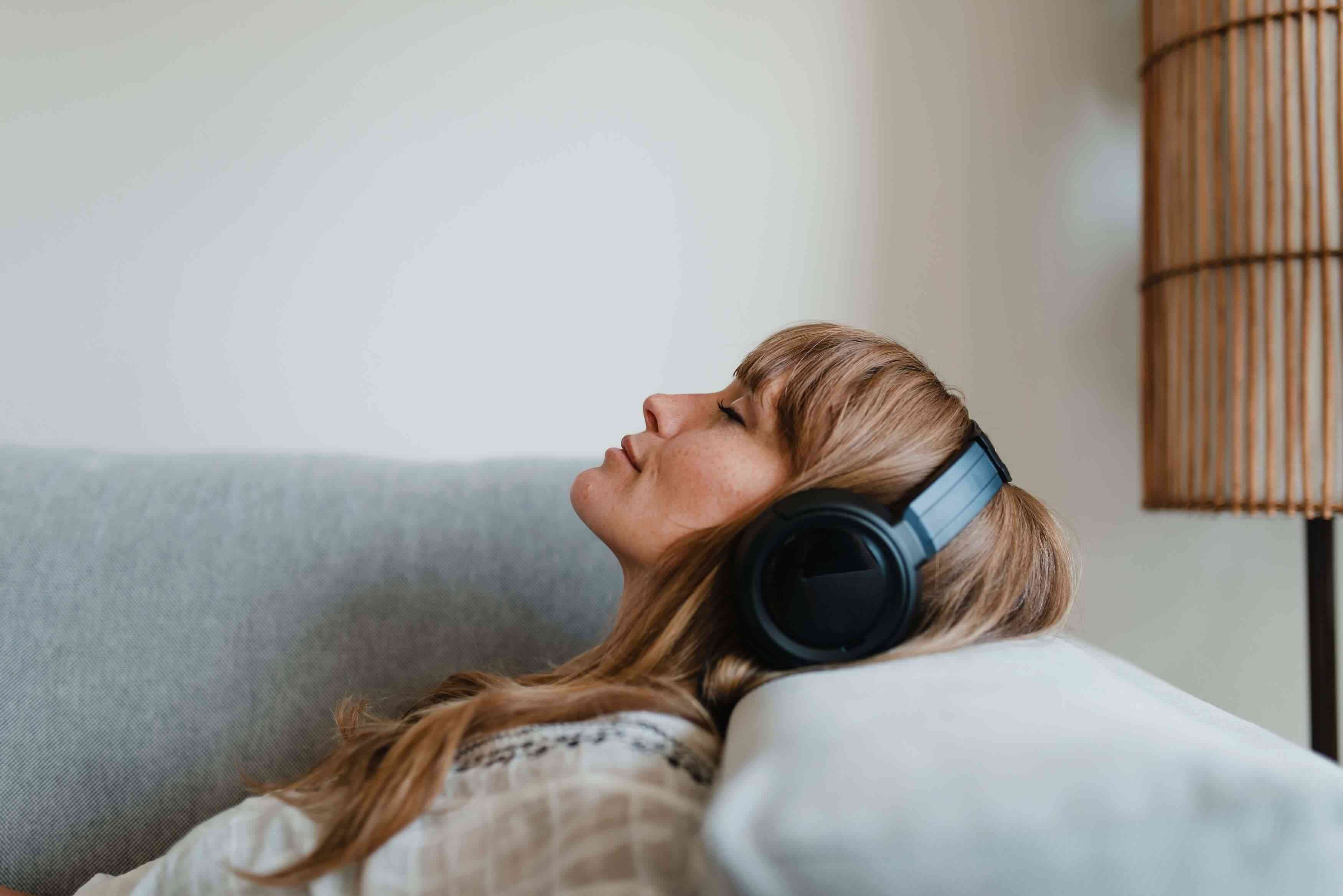 Woman relaxing with headphones